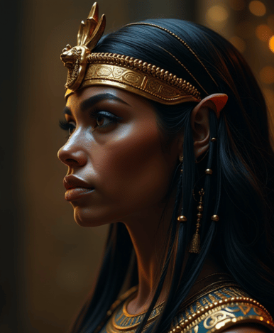 ultra wide angle, dark epic background, gorgeous lifelike, golden design, cleopatra, cinematic, insane details, intricate details, hyperdetailed, ultra texture details