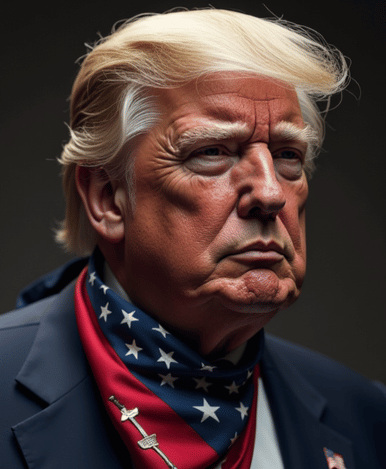 Donald Trump wearing a stars and stripes bandana, gangsta style, ultra realistic, unreal engine